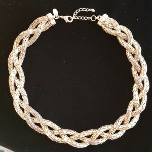 VTG K J Lane braided chain gold metal necklace